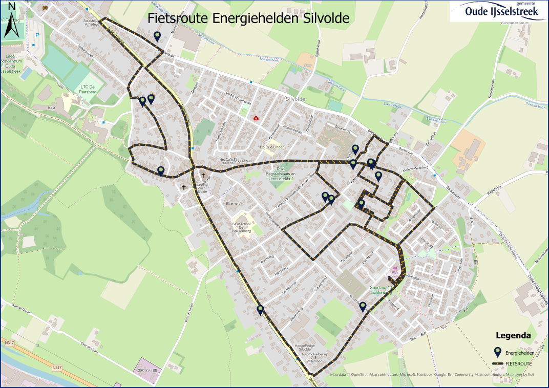 Kaart: fietsroute energiehelden in Silvolde
