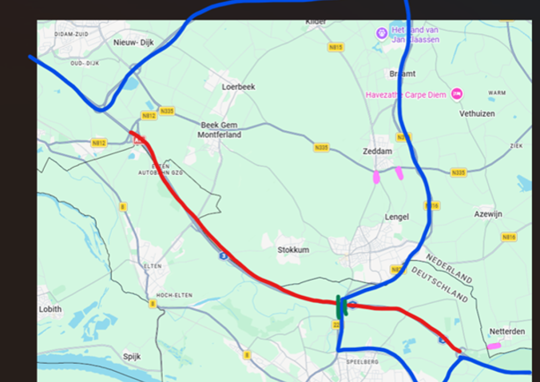 Omleidingsroutes door tijdelijke afsluiting A3
