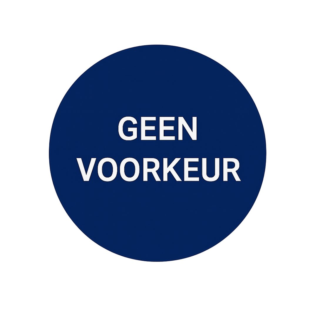Cirkel met daarin de tekst: Geen voorkeur